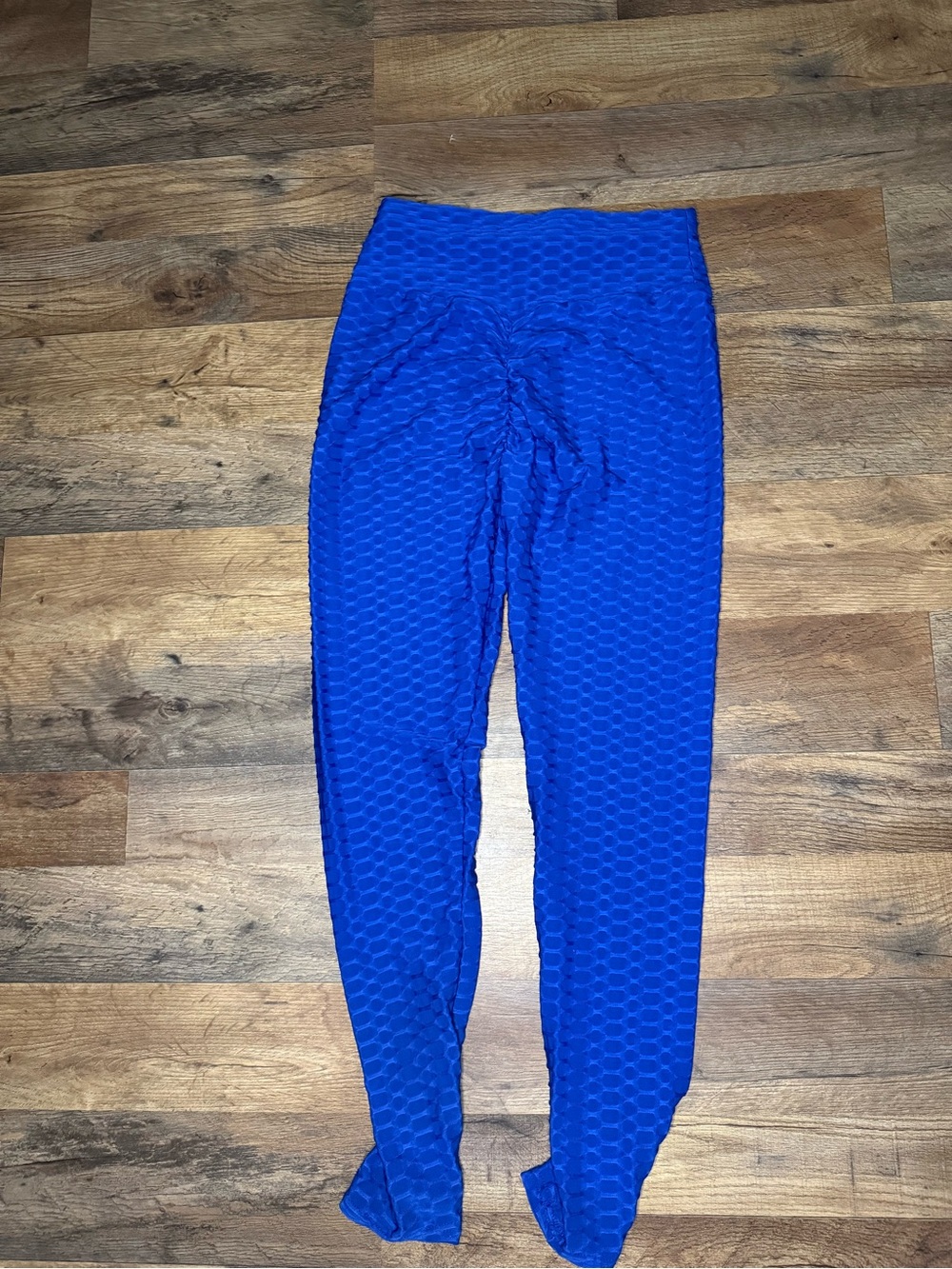 Textured Royal Blue Butt Scrunch High-Waist Leggings